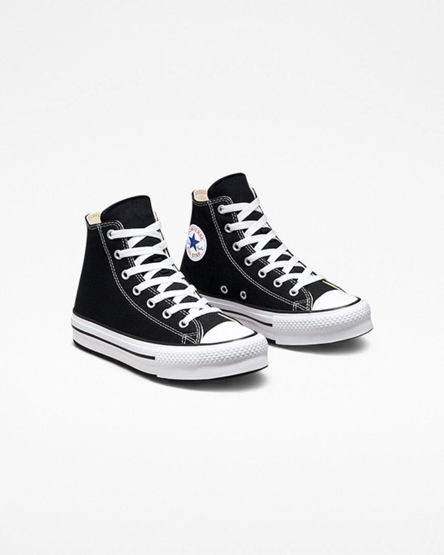 Pantofi Platforma Fete Converse Chuck Taylor All Star Lift Inalti Negrii Albi Negrii | RO ZXIRL769